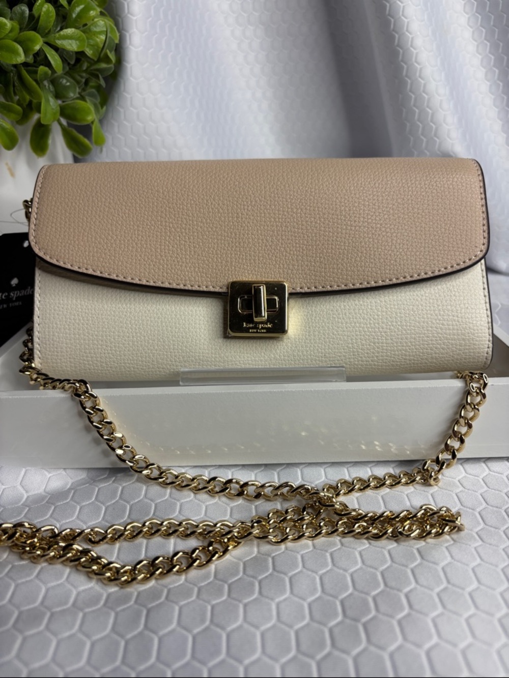 kate spade Refined Leather Wallet/Clutch Purse with Chain Crossbody NWT